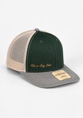 Ride or Stay Home Unisex Trucker Cap - Tactical Grün/Grau – Produktansicht ohne Model