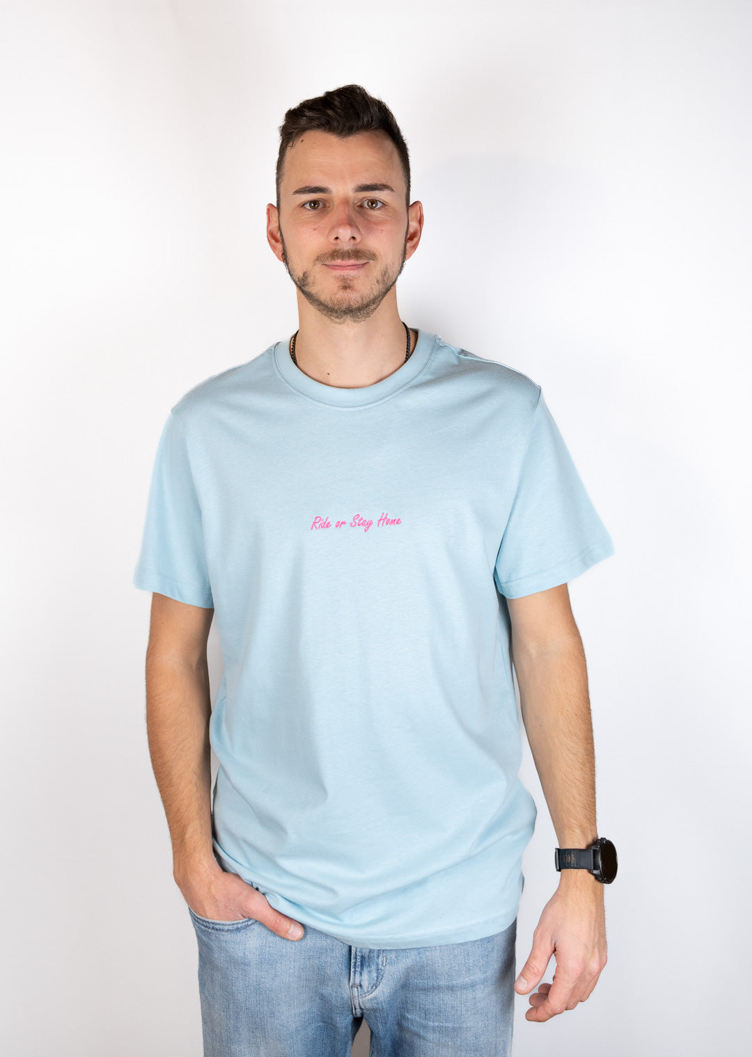 Ride or Stay Home Herren T Shirt Viced Hellblau – Produktansicht 3