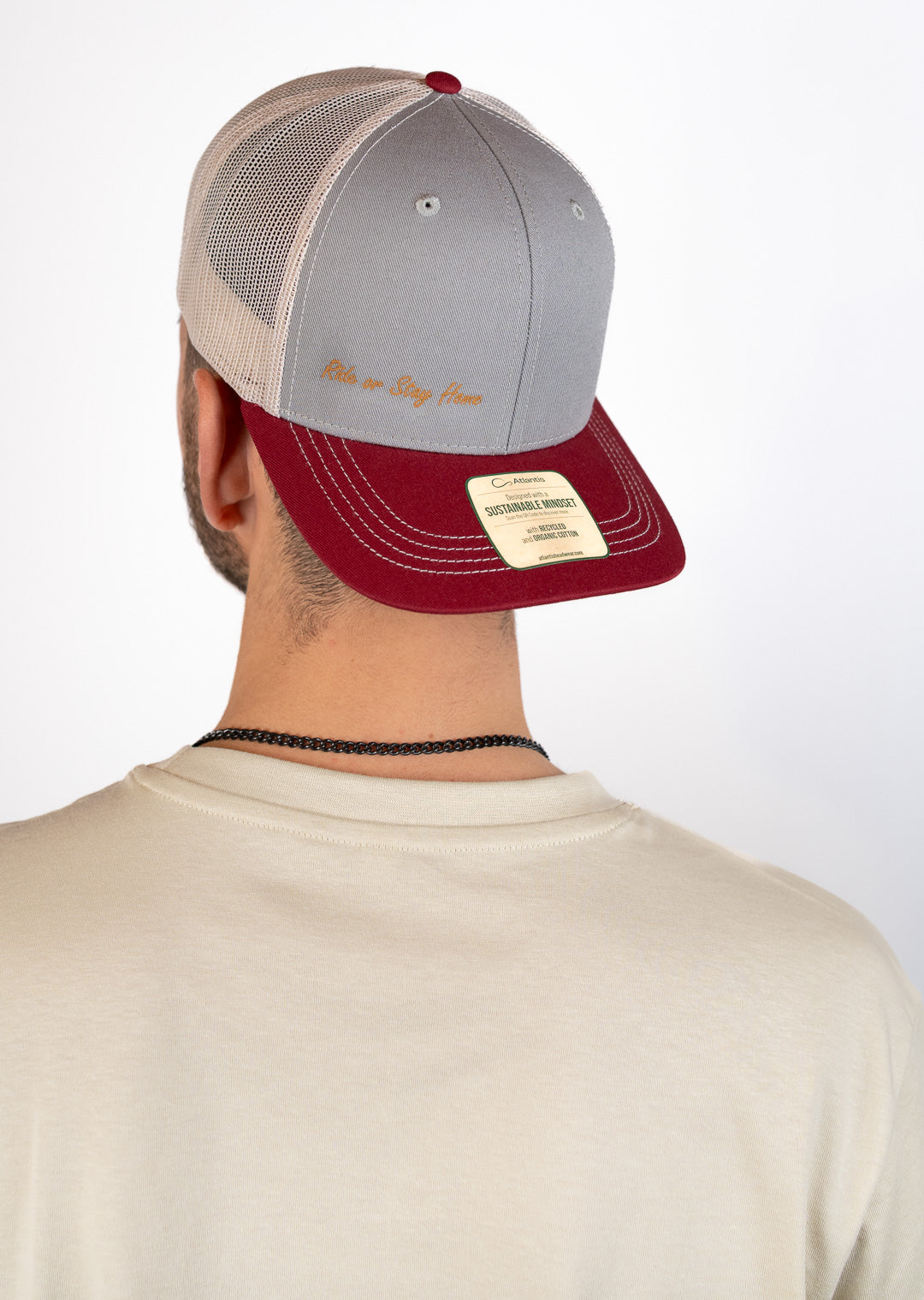 Ride or Stay Home Unisex Trucker Cap Tactical Grau/Rot – Produktansicht 1