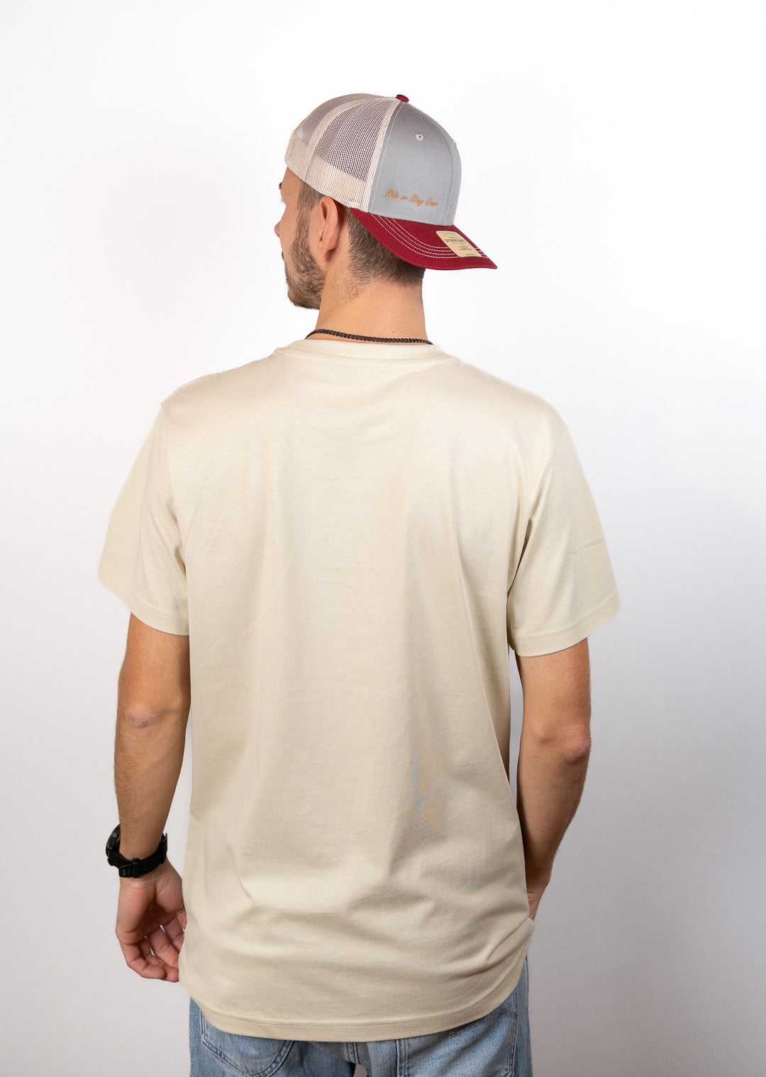 Ride or Stay Home Unisex Trucker Cap Tactical Grau/Rot – Produktansicht 5