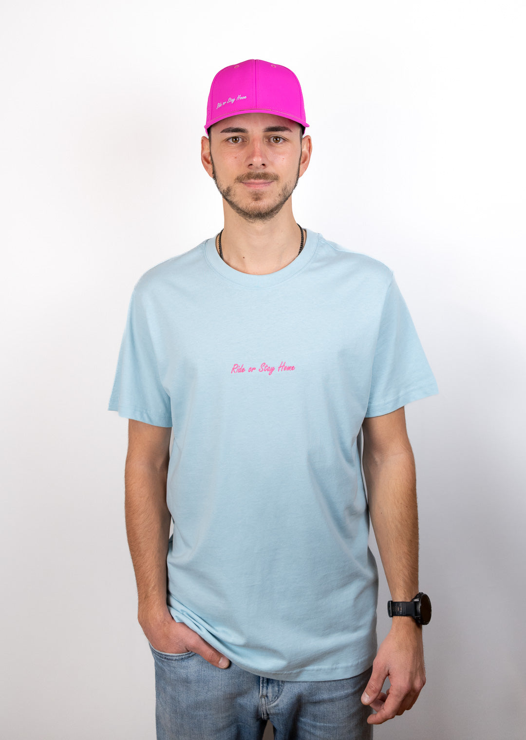 Ride or Stay Home Unisex Trucker Cap Viced Pink – Produktansicht 3